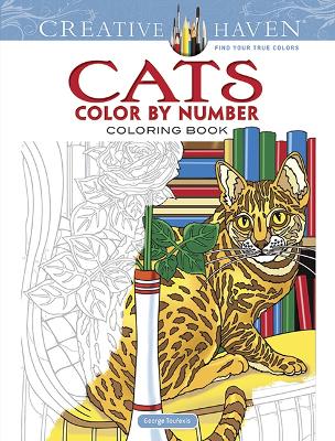 Creative haven cats color by number coloring book