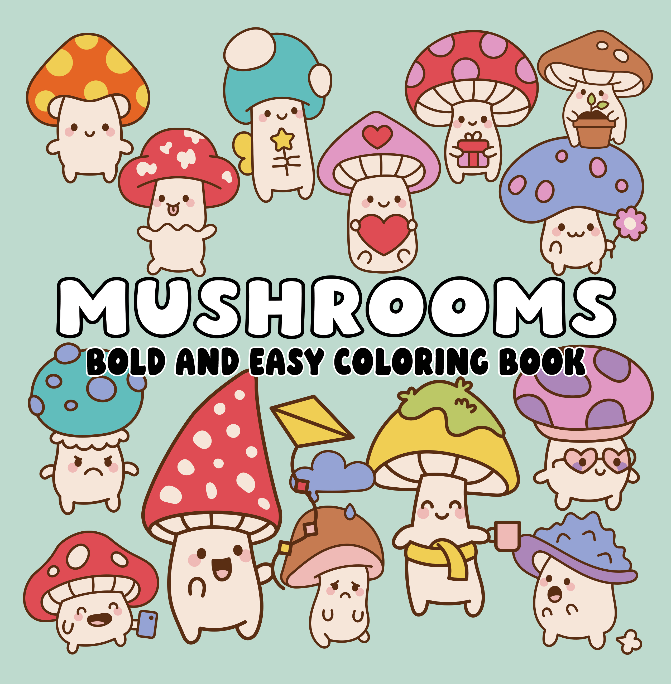 Mushrooms Bold and Easy Coloring Book