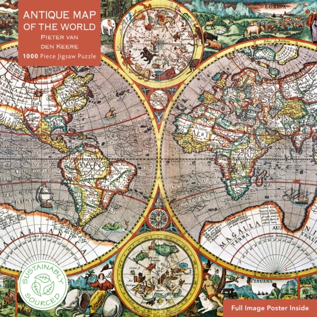 Pieter van den Keere: Antique Map of the World, Pussel, 1000 bitar
